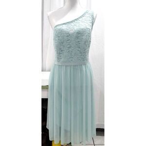 Davids Bridal Mint Green One Shoulder Bridesmaid Prom Homecoming Dress‎ Sz 18